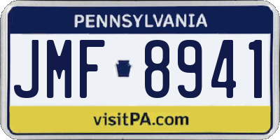 PA license plate JMF8941