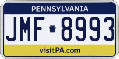PA license plate JMF8993