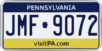 PA license plate JMF9072
