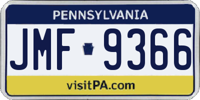 PA license plate JMF9366