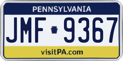 PA license plate JMF9367