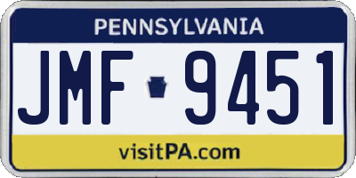 PA license plate JMF9451
