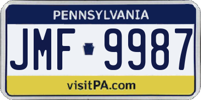 PA license plate JMF9987