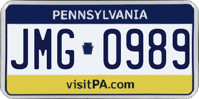 PA license plate JMG0989