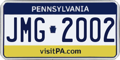 PA license plate JMG2002