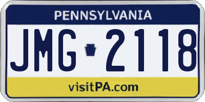 PA license plate JMG2118