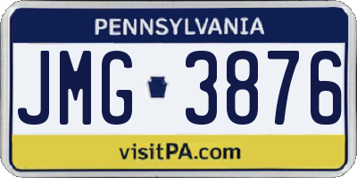 PA license plate JMG3876