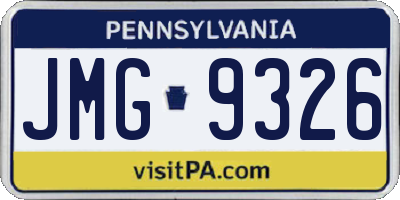 PA license plate JMG9326