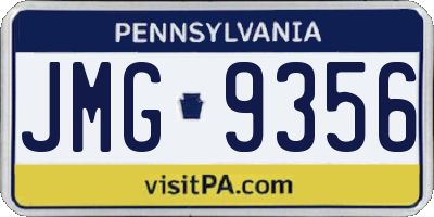 PA license plate JMG9356