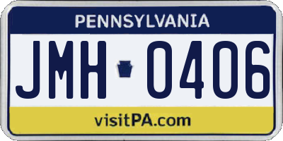 PA license plate JMH0406