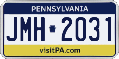 PA license plate JMH2031