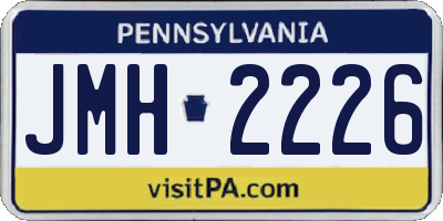PA license plate JMH2226