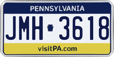 PA license plate JMH3618