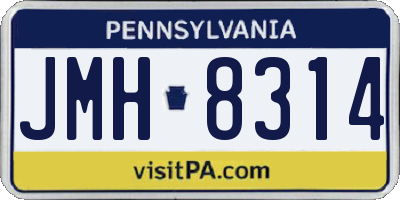 PA license plate JMH8314