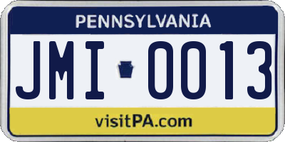 PA license plate JMI0013