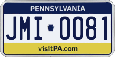 PA license plate JMI0081