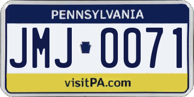 PA license plate JMJ0071
