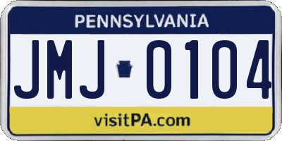 PA license plate JMJ0104