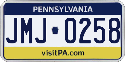 PA license plate JMJ0258
