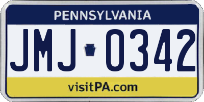 PA license plate JMJ0342