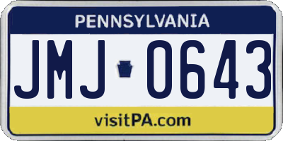 PA license plate JMJ0643