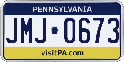 PA license plate JMJ0673