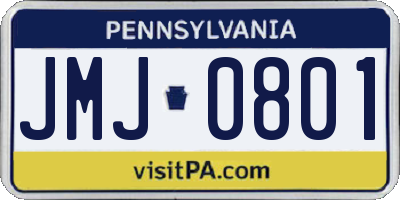 PA license plate JMJ0801