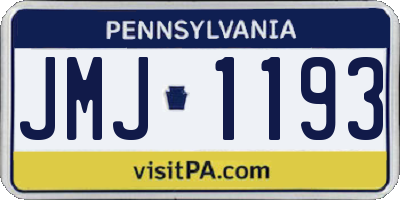 PA license plate JMJ1193