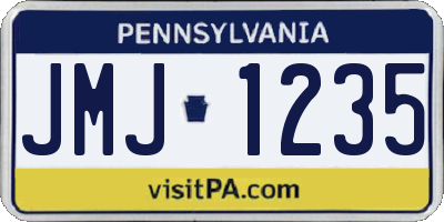 PA license plate JMJ1235