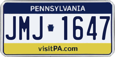 PA license plate JMJ1647