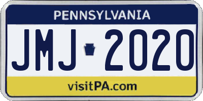 PA license plate JMJ2020