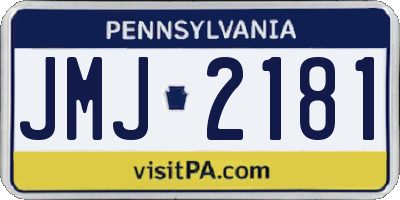 PA license plate JMJ2181