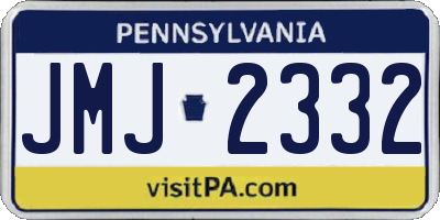 PA license plate JMJ2332
