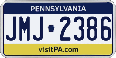 PA license plate JMJ2386