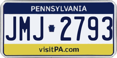 PA license plate JMJ2793