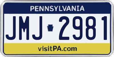 PA license plate JMJ2981