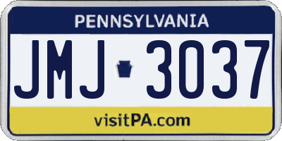 PA license plate JMJ3037