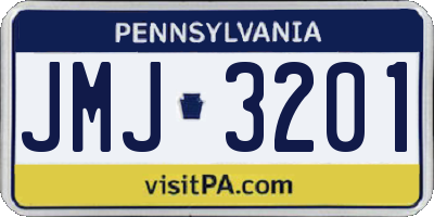 PA license plate JMJ3201