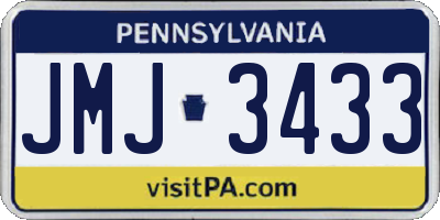 PA license plate JMJ3433