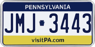 PA license plate JMJ3443