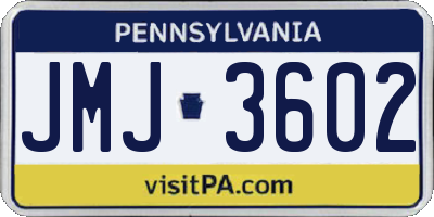 PA license plate JMJ3602