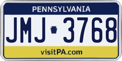 PA license plate JMJ3768
