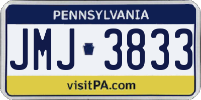 PA license plate JMJ3833