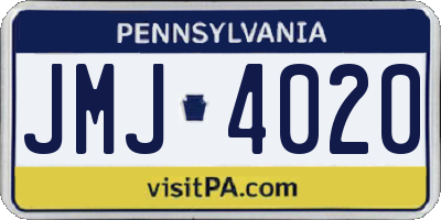 PA license plate JMJ4020