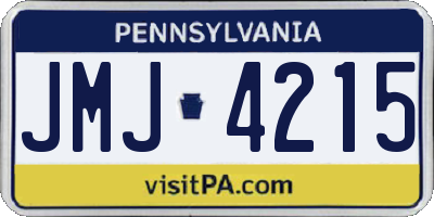 PA license plate JMJ4215