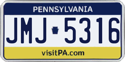 PA license plate JMJ5316