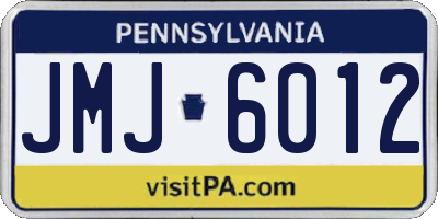 PA license plate JMJ6012