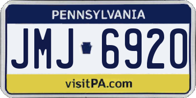 PA license plate JMJ6920