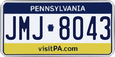 PA license plate JMJ8043