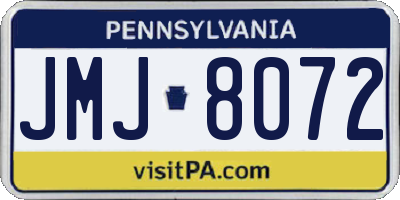 PA license plate JMJ8072
